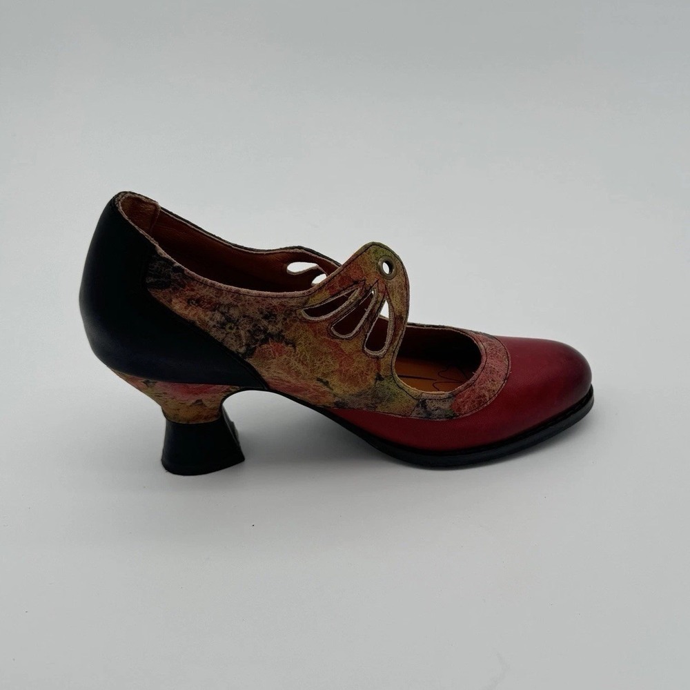 L'Artiste by Spring Step Kallandra Heels Red Multi Leather Lace Up Victorian 5.5 - Picture 11 of 16